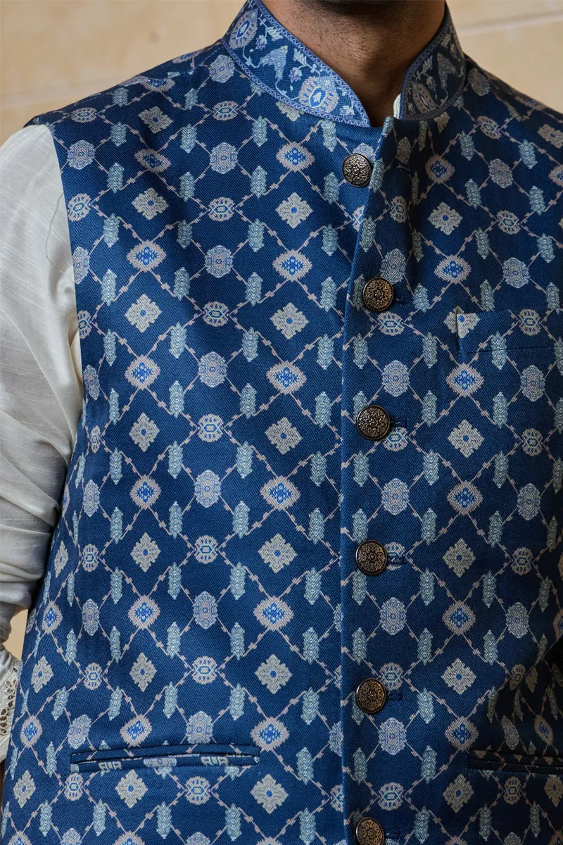 Navy Printed Bundi