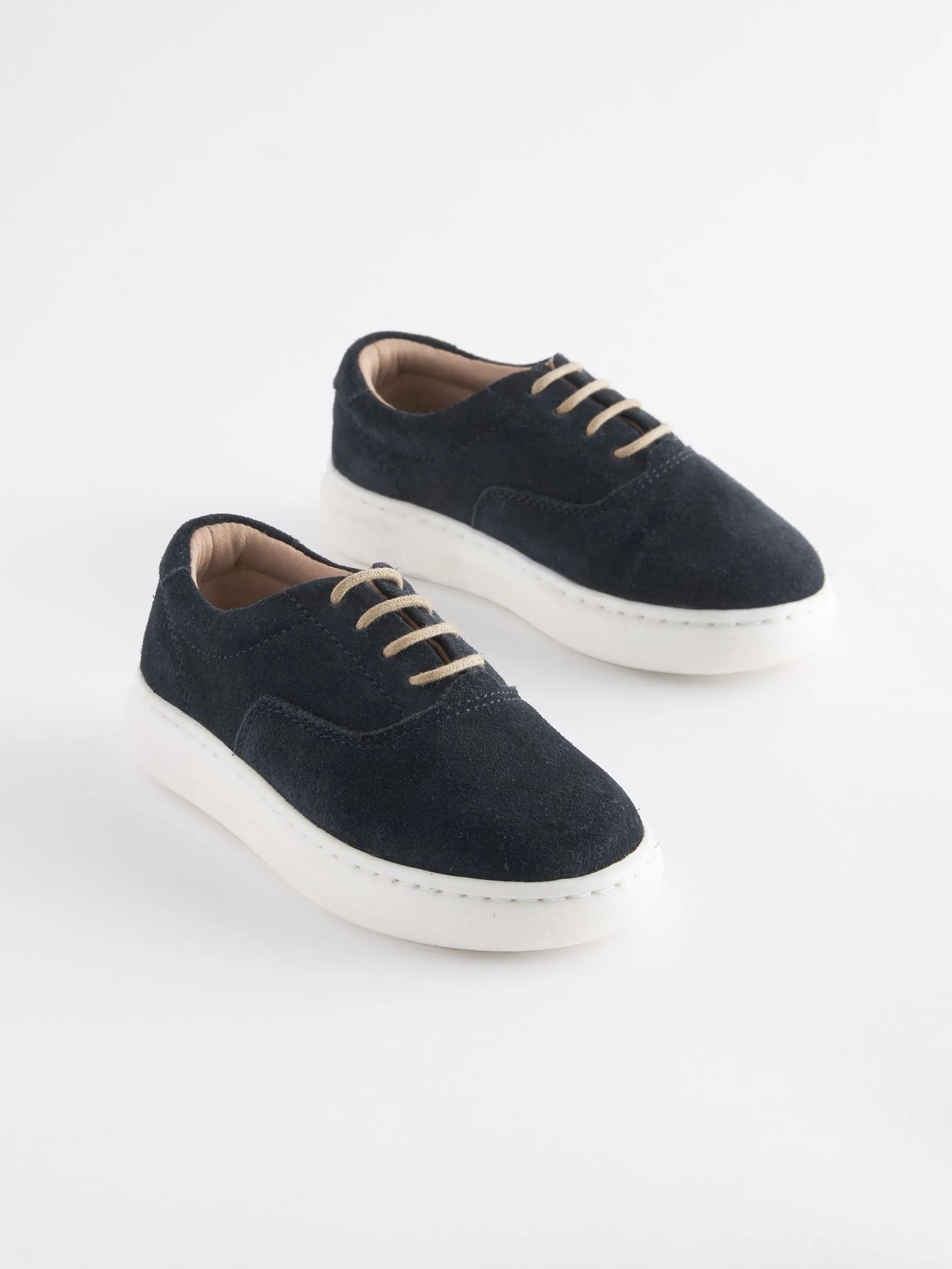 Navy Smart Leather Lace-Up Shoes