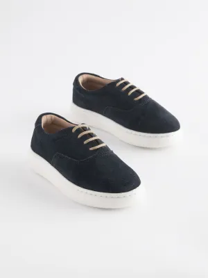 Navy Smart Leather Lace-Up Shoes