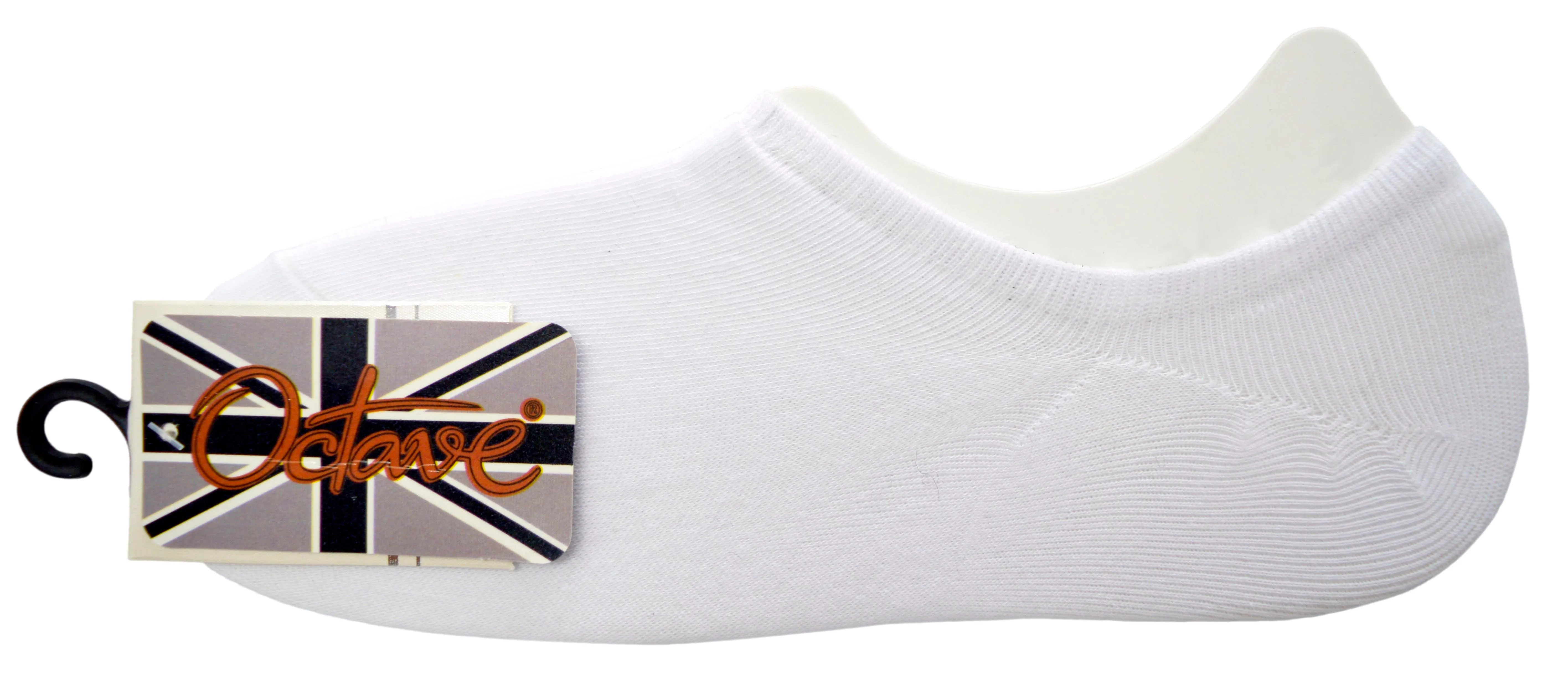 OCTAVE Unisex Plain Invisible Trainer Liner Socks - 2 Pack White