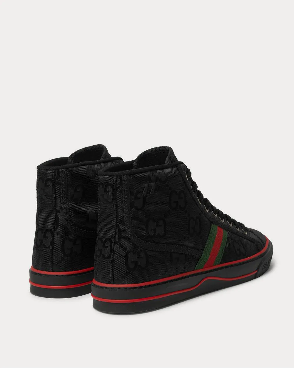 Off the Grid Webbing-Trimmed Monogrammed ECONYL Canvas High-Top  Black high top sneakers
