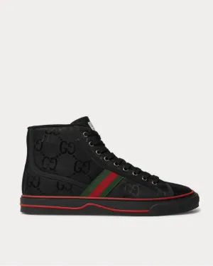 Off the Grid Webbing-Trimmed Monogrammed ECONYL Canvas High-Top  Black high top sneakers
