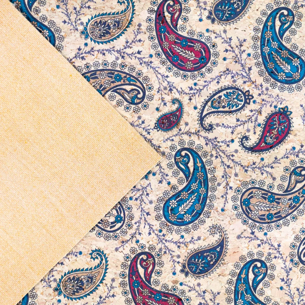 Ornate paisley pattern cork fabric COF-499