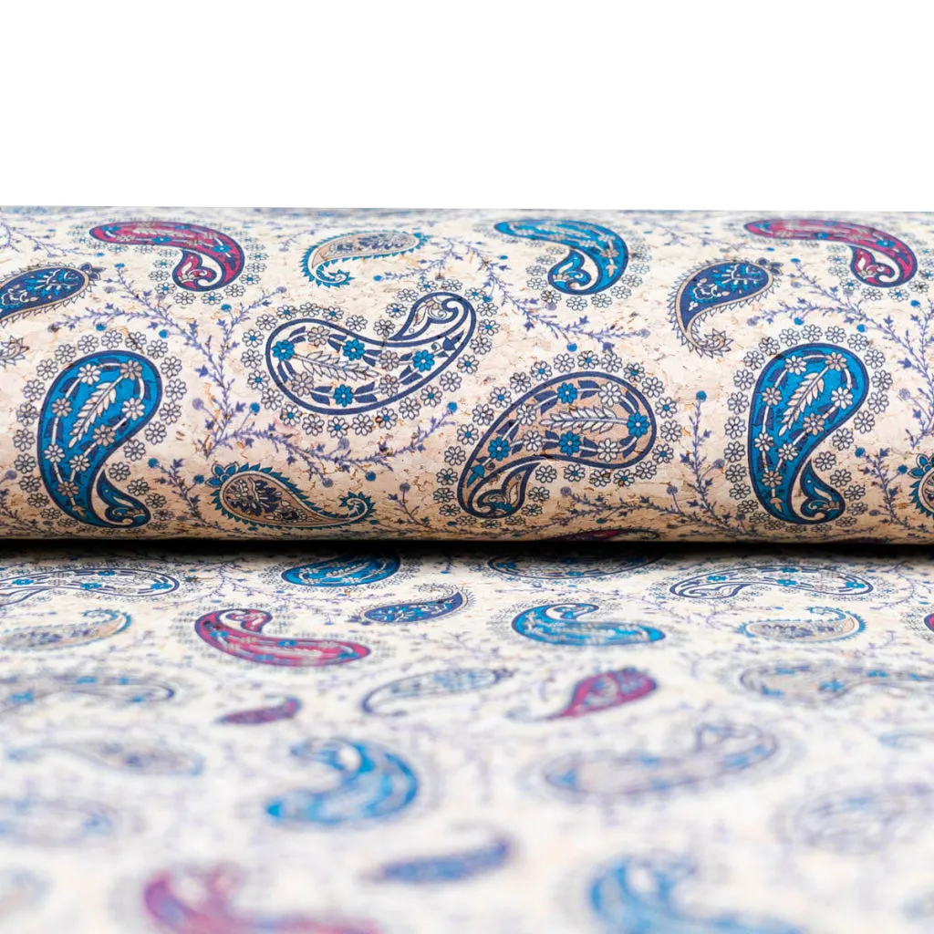 Ornate paisley pattern cork fabric COF-499