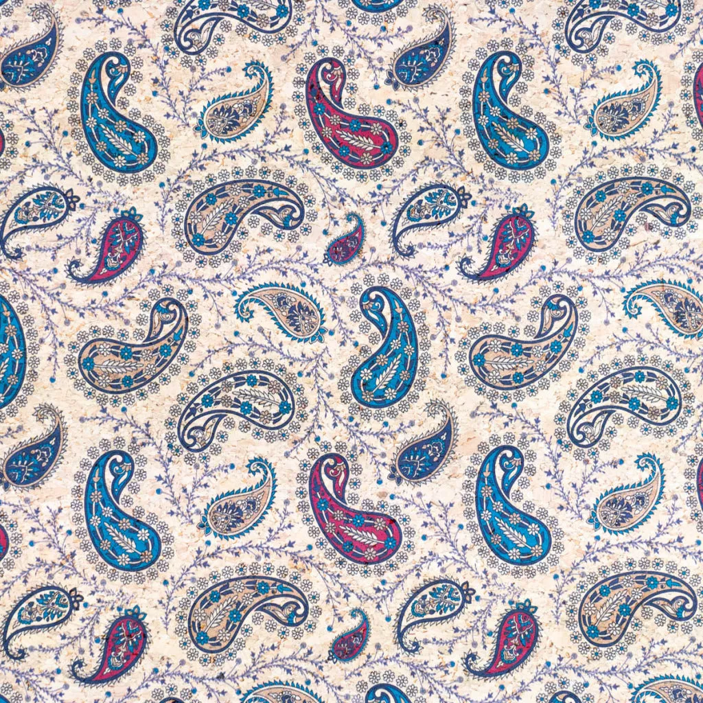 Ornate paisley pattern cork fabric COF-499