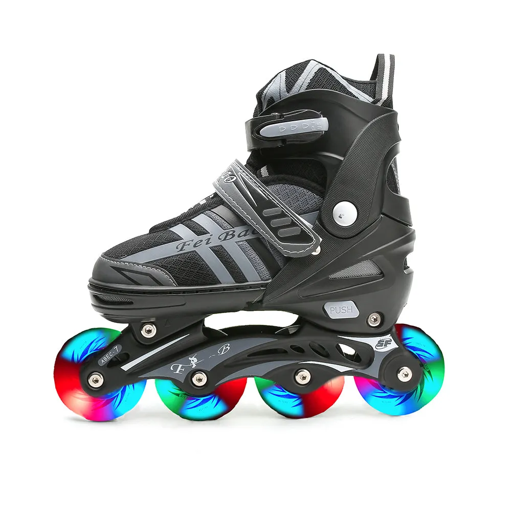 Outdoor inline Skates illuminating Roller Blading with Light up Wheels
