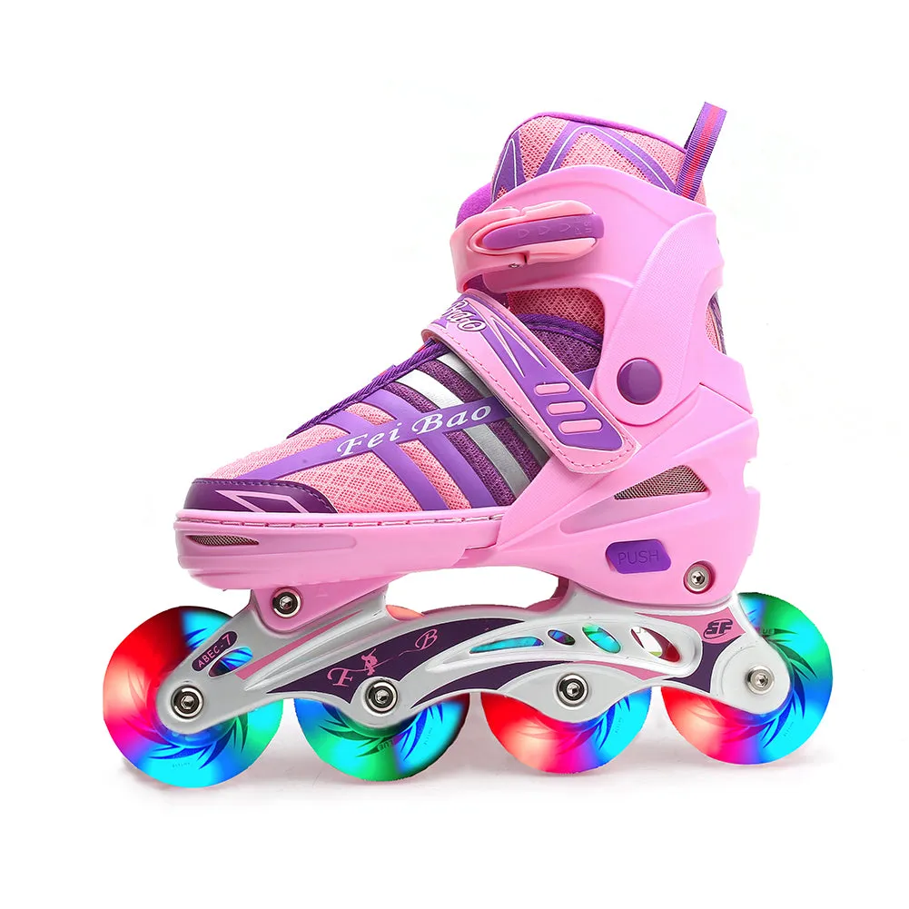 Outdoor inline Skates illuminating Roller Blading with Light up Wheels