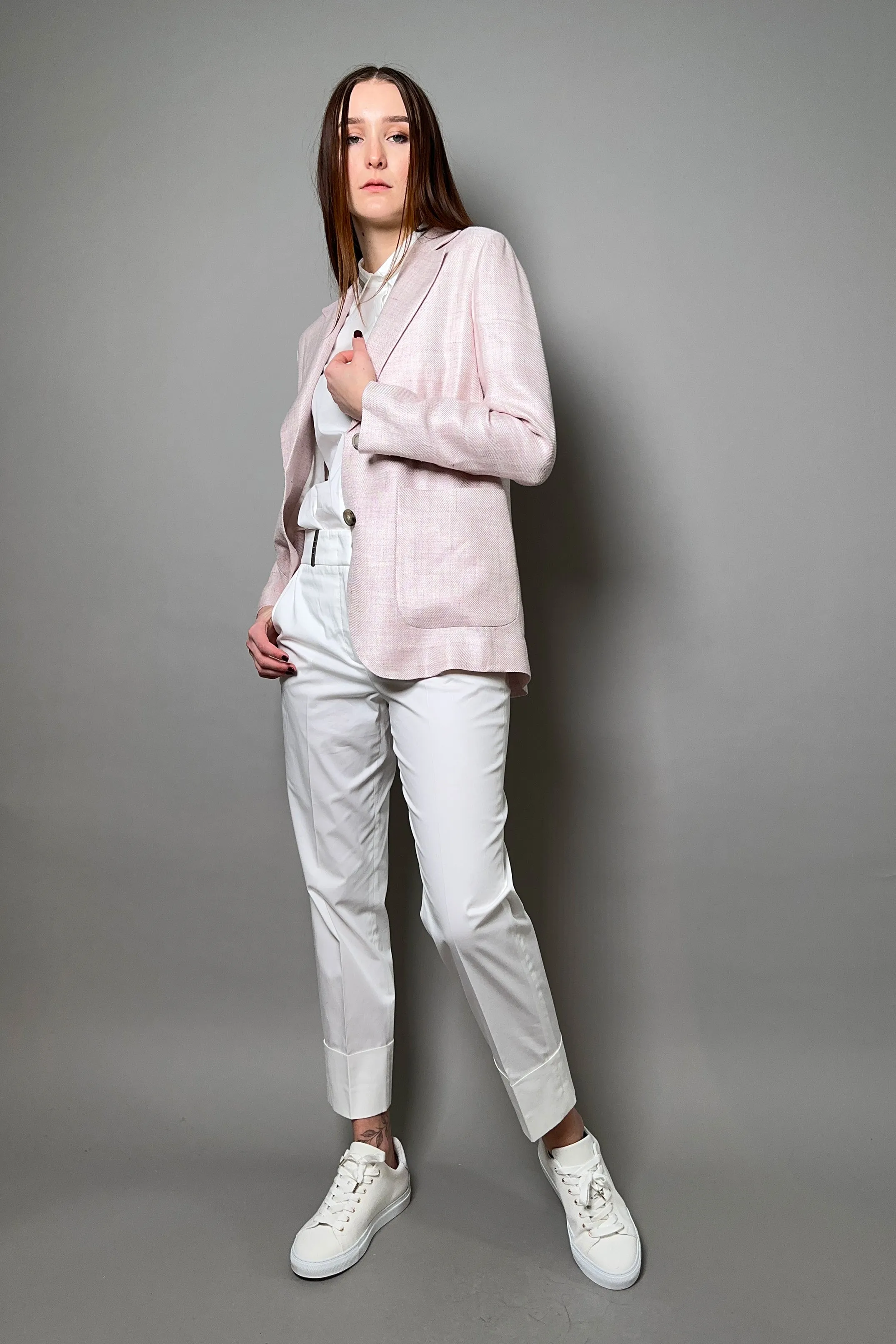 Peserico Stretch Cotton Pants in White