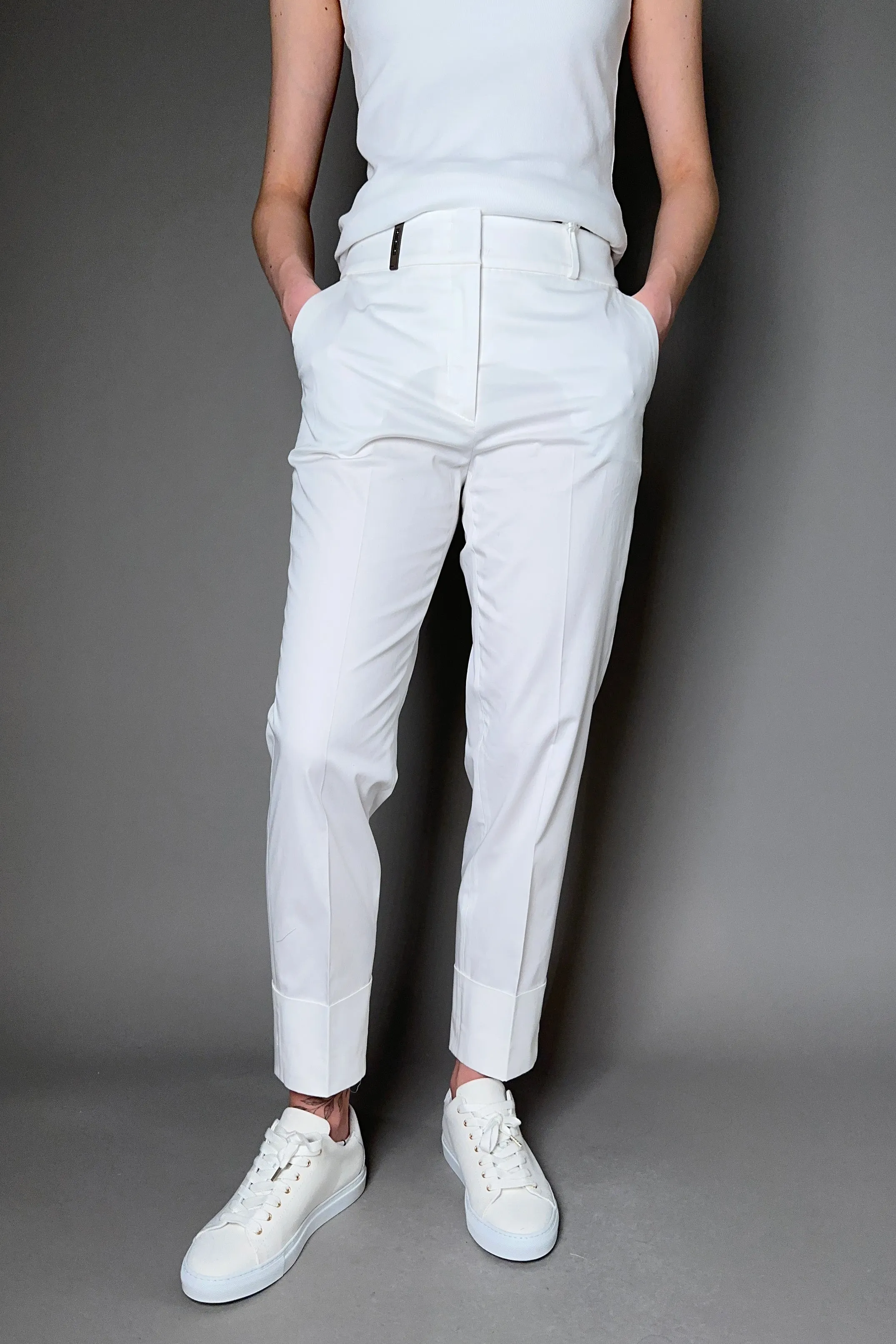 Peserico Stretch Cotton Pants in White