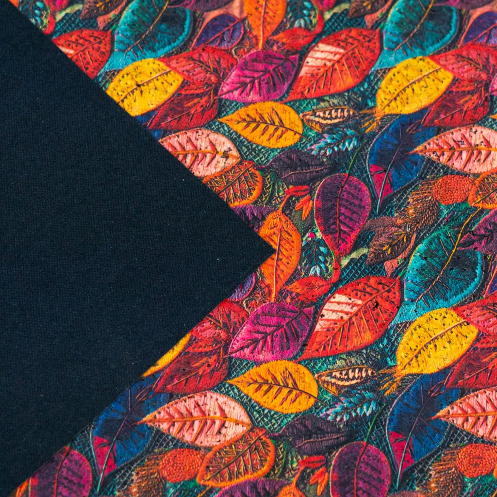 Printed Cork Fabric with Vibrant Autumn Leaf Design COF-557