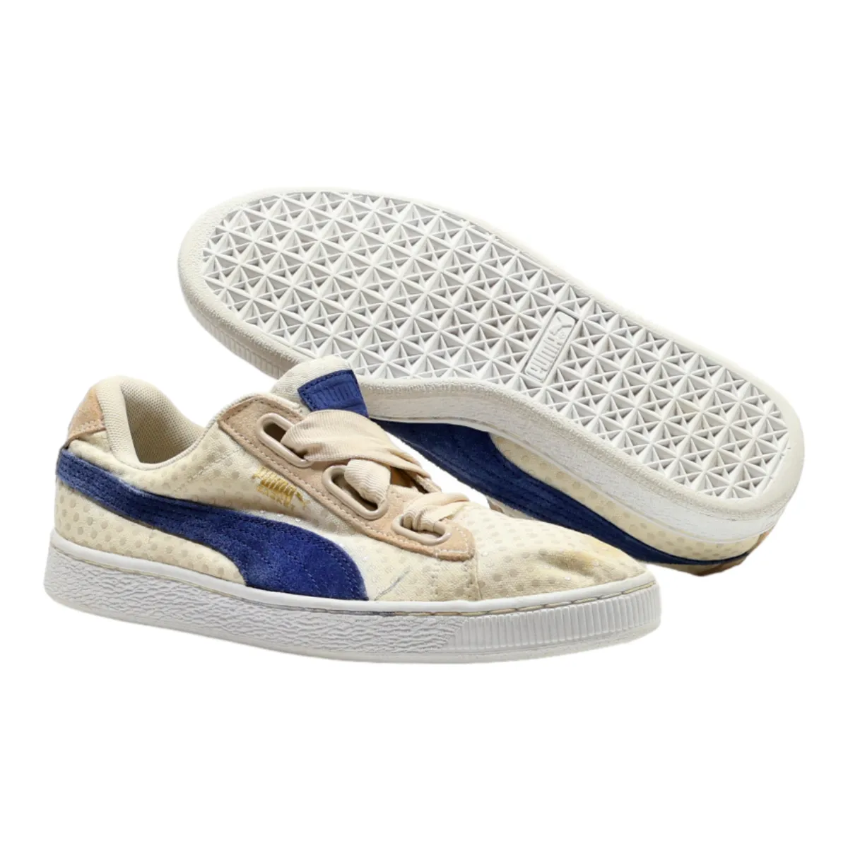 PUMA Basket Sneaker Trainers Cream Canvas Womens UK 6