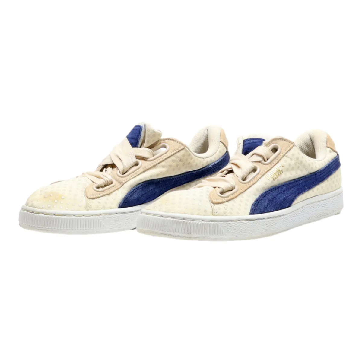 PUMA Basket Sneaker Trainers Cream Canvas Womens UK 6