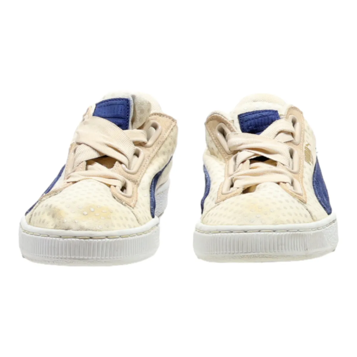 PUMA Basket Sneaker Trainers Cream Canvas Womens UK 6