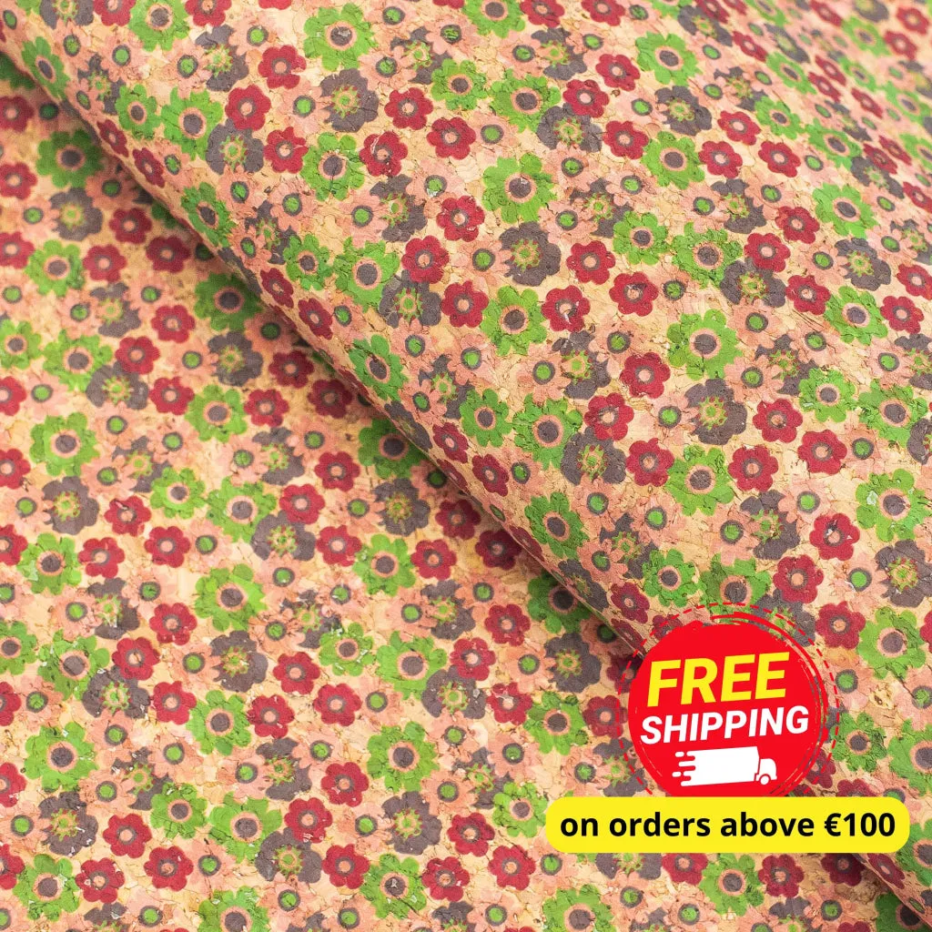Quirky Florals, Cork Fabric- COF-403-A