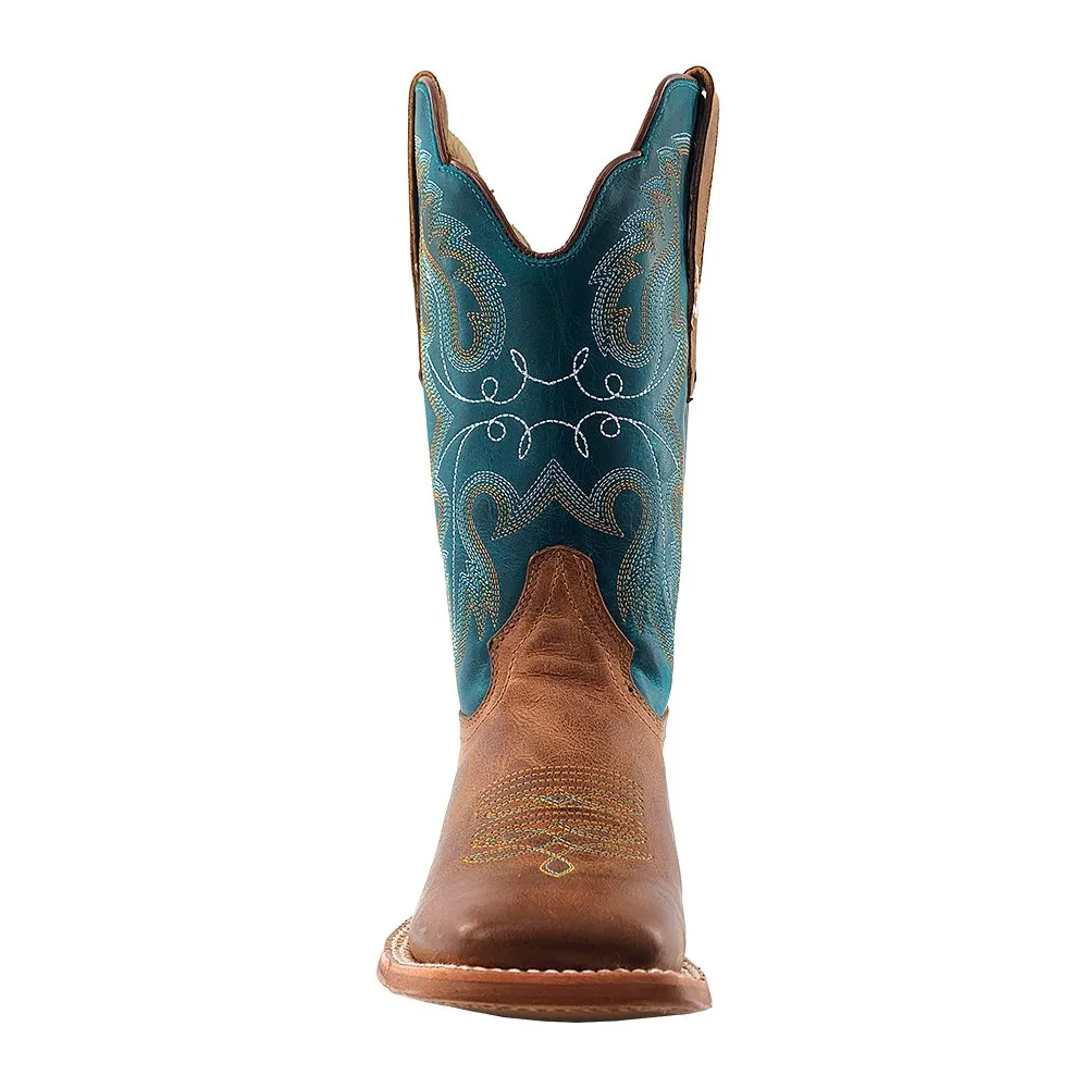 R Watson Women's 11" Azure Honey Wide Square Toe Western Boots