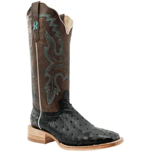 R. Watson Women's Black/Tuscany Meil Full Quill Ostrich Western Boots RWL4300-2
