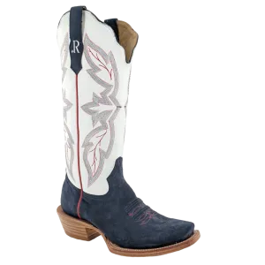 R WATSON WOMEN'S MIDNIGHT BLUE ROUGH OUT BOOTS