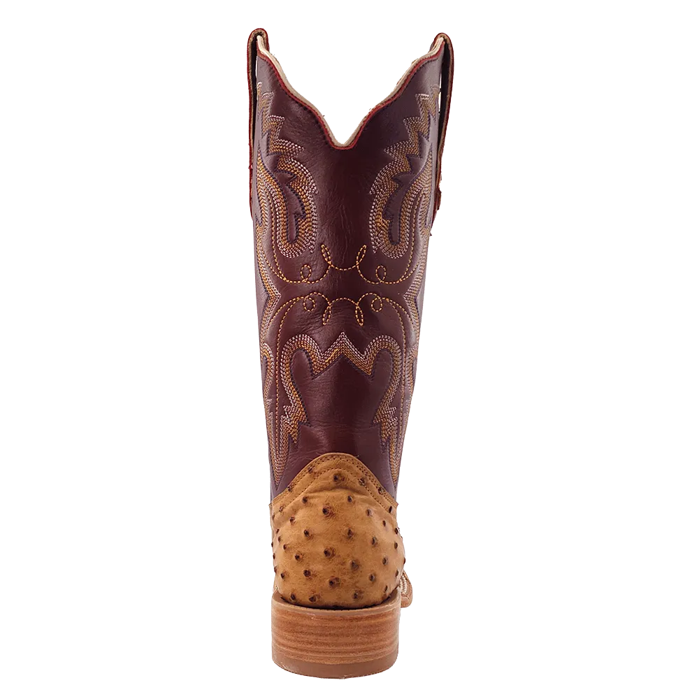 R. Watson Women's Saddle Bruciato Full Quill Ostrich Exotic Western Boots RWL4304