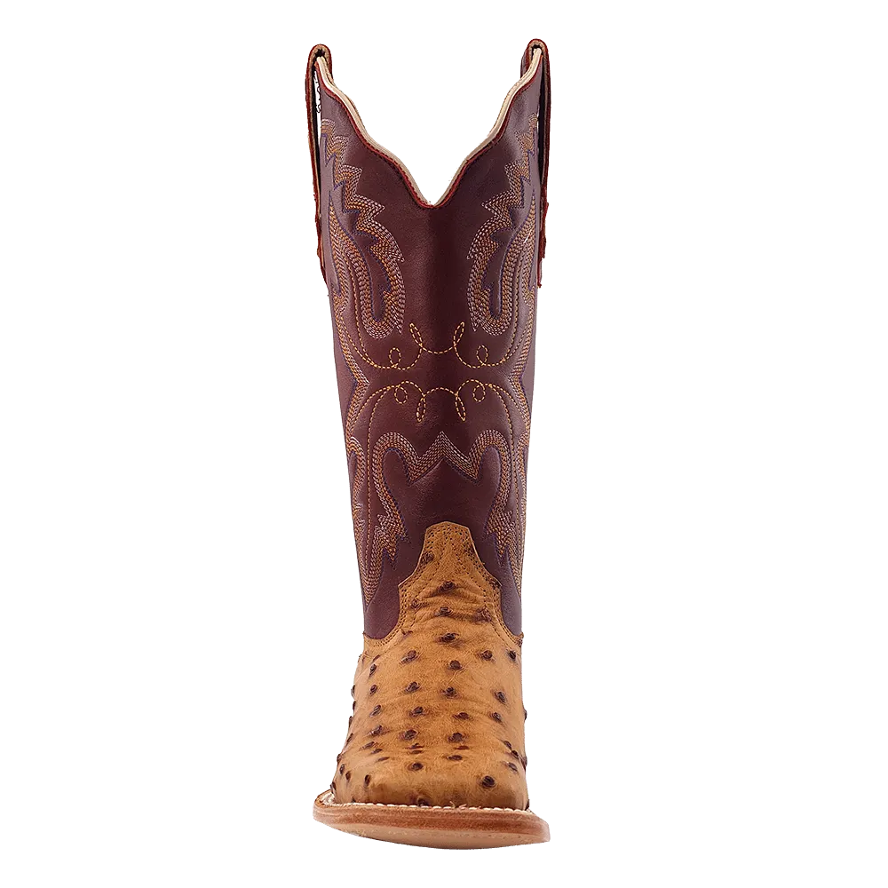 R. Watson Women's Saddle Bruciato Full Quill Ostrich Exotic Western Boots RWL4304