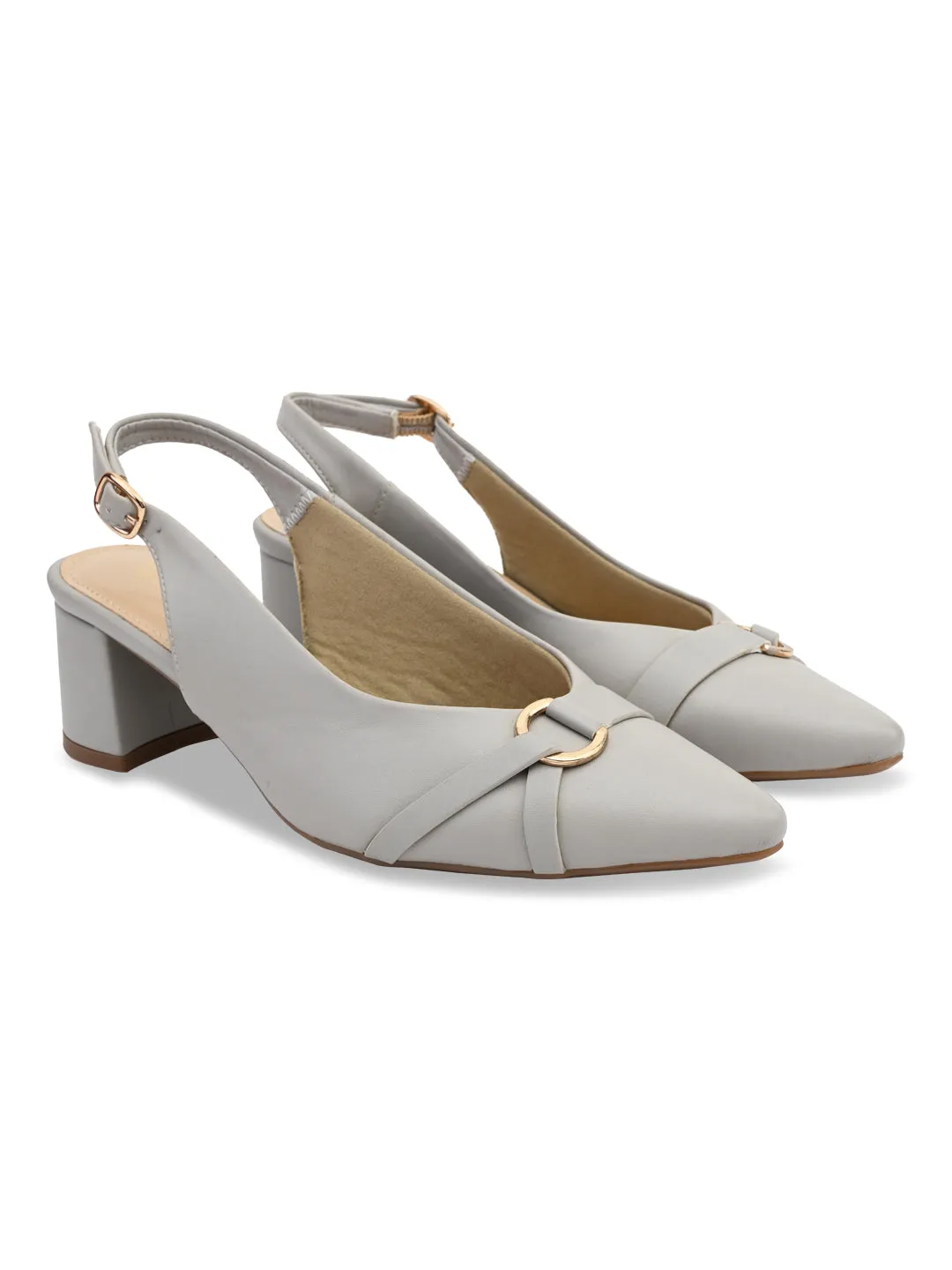 Rocia By Regal Grey Women Block Heel Slingbacks