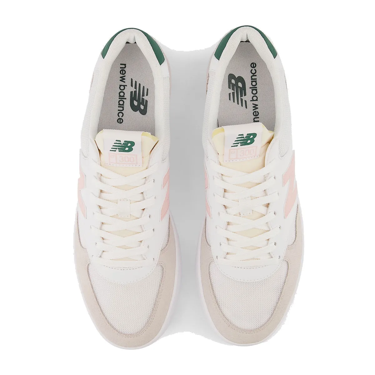 Scarpe Donna NEW BALANCE Sneakers 300 Court in Pelle e Mesh colore White Pink e Green