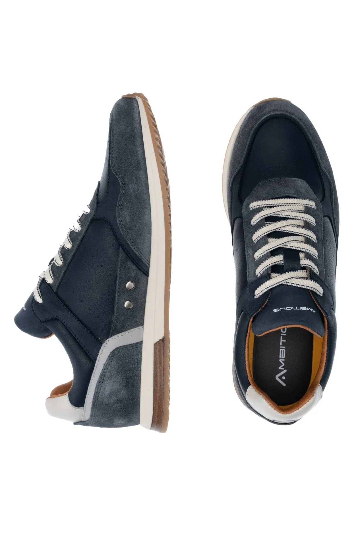 Slow Classic Leather/Suede Trainers - Navy Combi