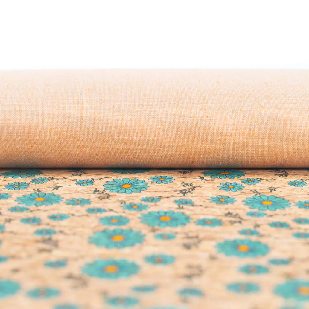 Small blue flowers pattern Cork Fabric COF-256-A