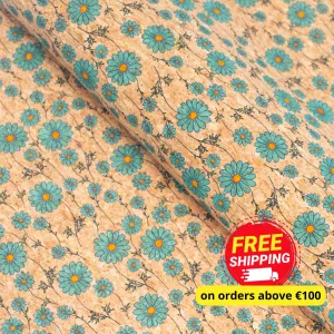 Small blue flowers pattern Cork Fabric COF-256-A