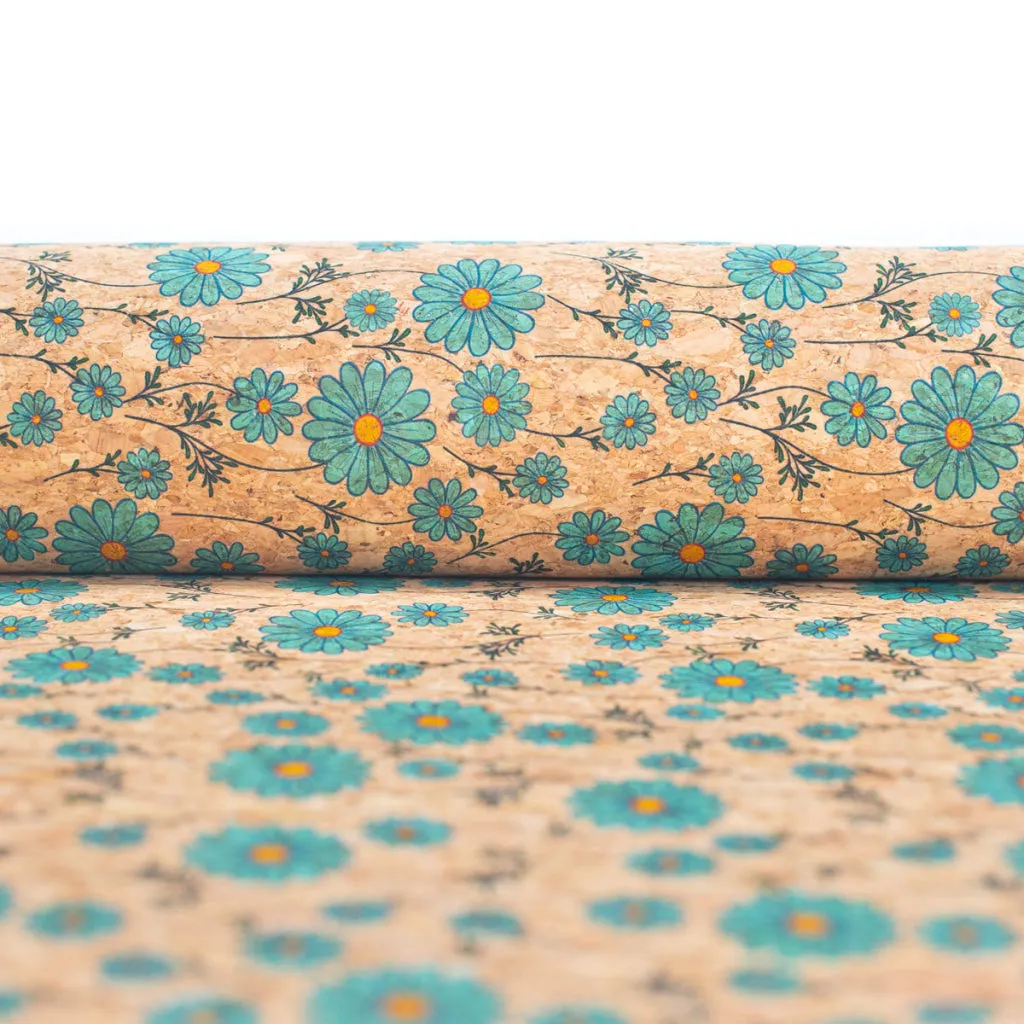 Small blue flowers pattern Cork Fabric COF-256-A