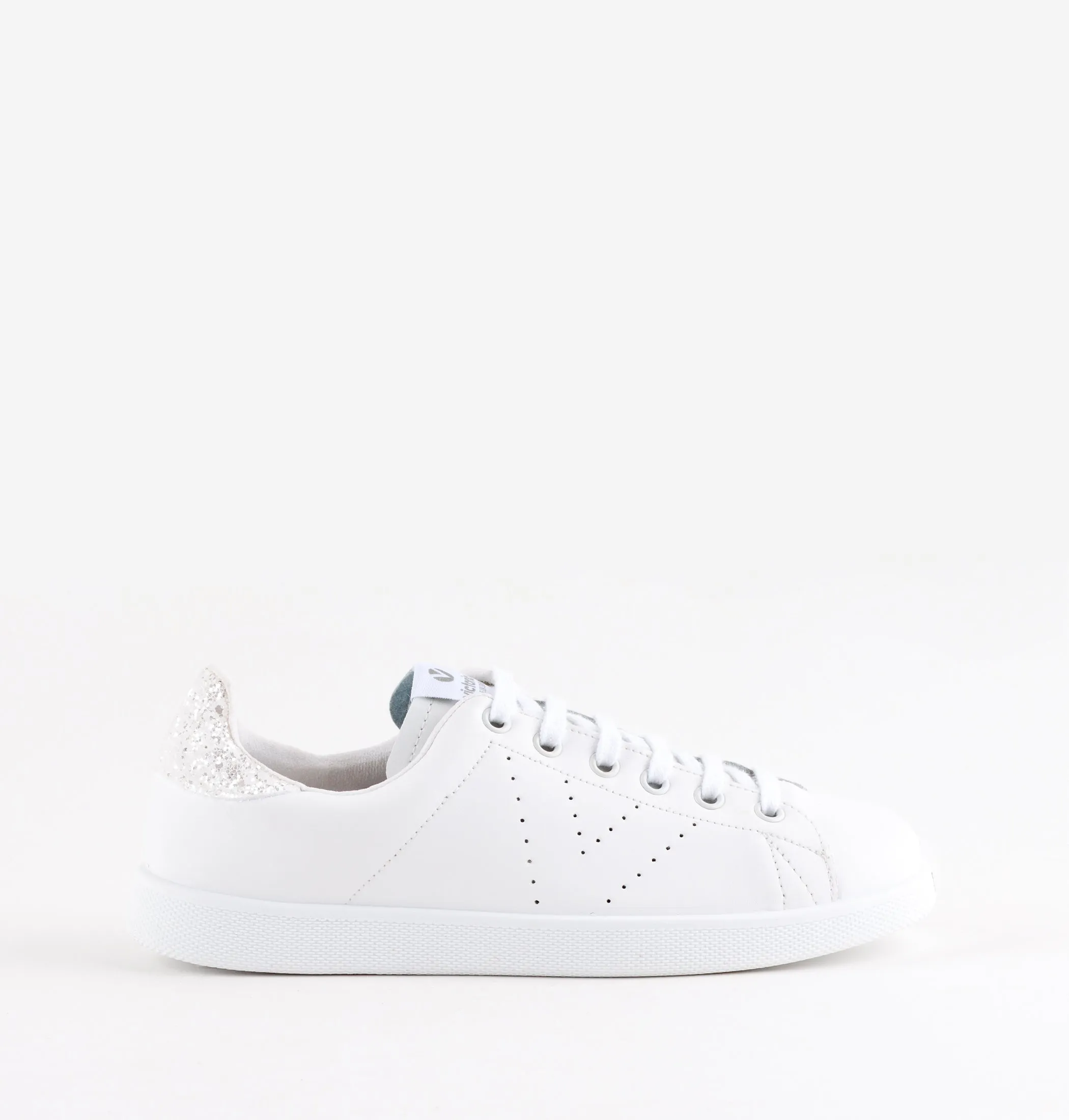 Sneakers Tennis Pelle Bianca Glitter