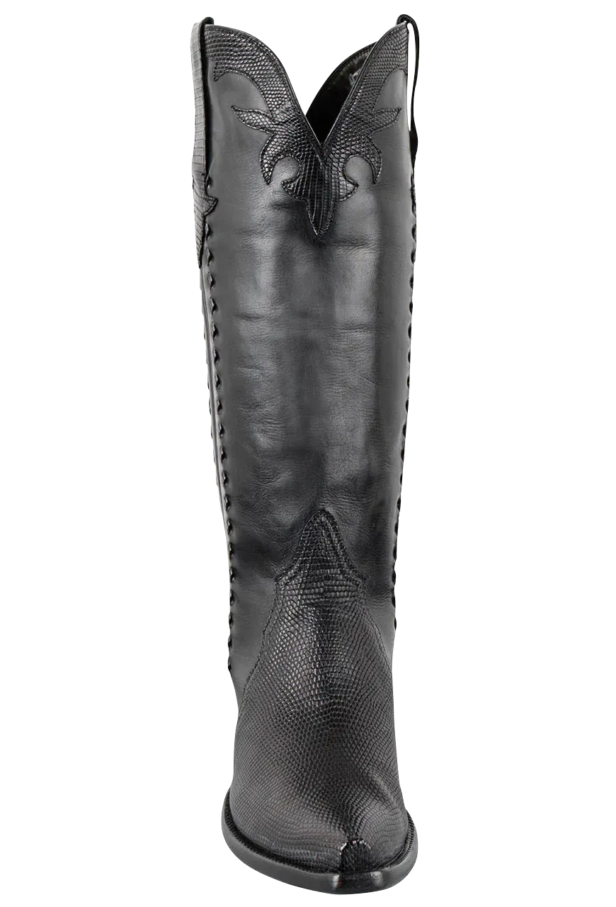 Stallion Lizard Gallegos Cowgirl Boots - Black