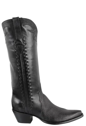 Stallion Lizard Gallegos Cowgirl Boots - Black