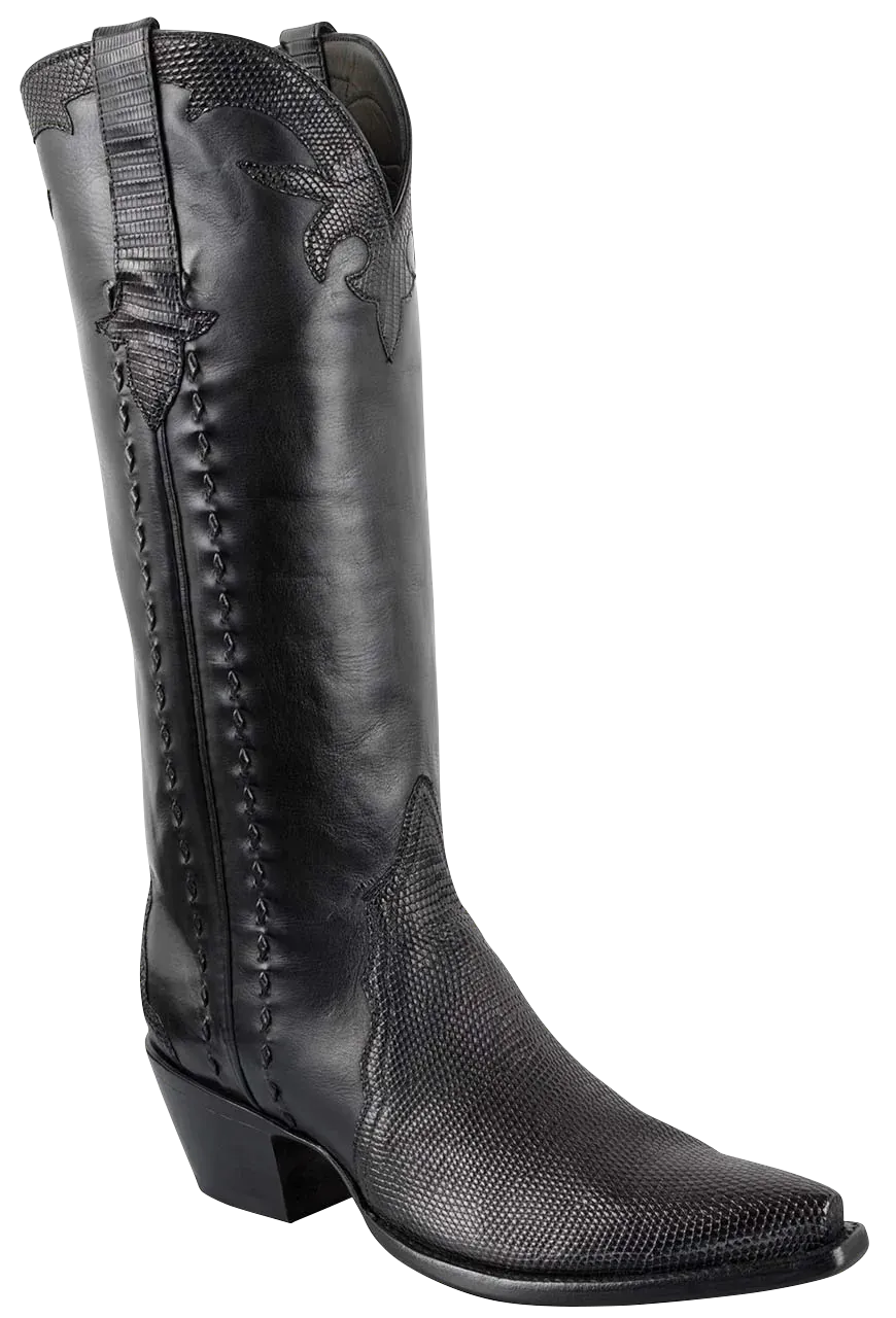 Stallion Lizard Gallegos Cowgirl Boots - Black