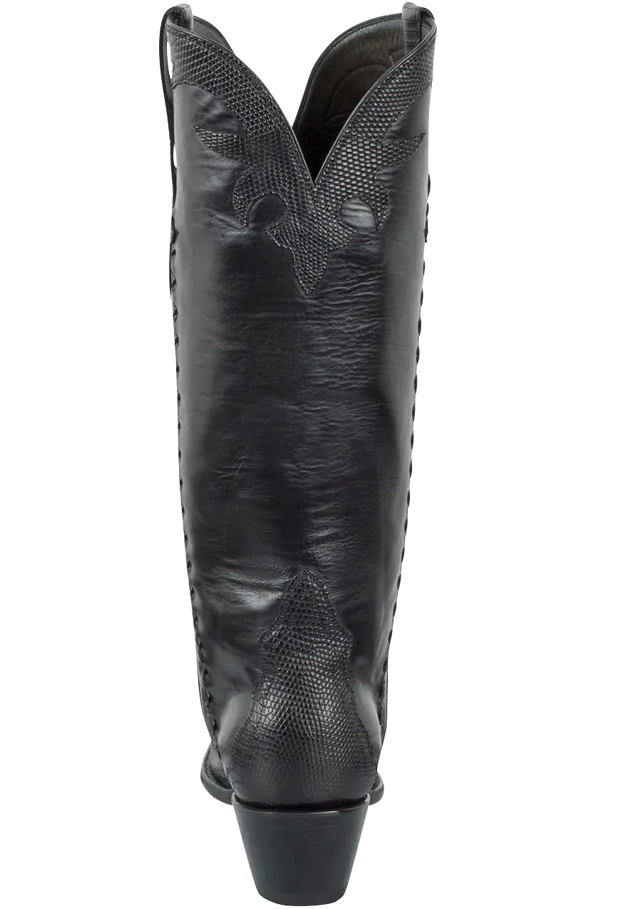 Stallion Lizard Gallegos Cowgirl Boots - Black