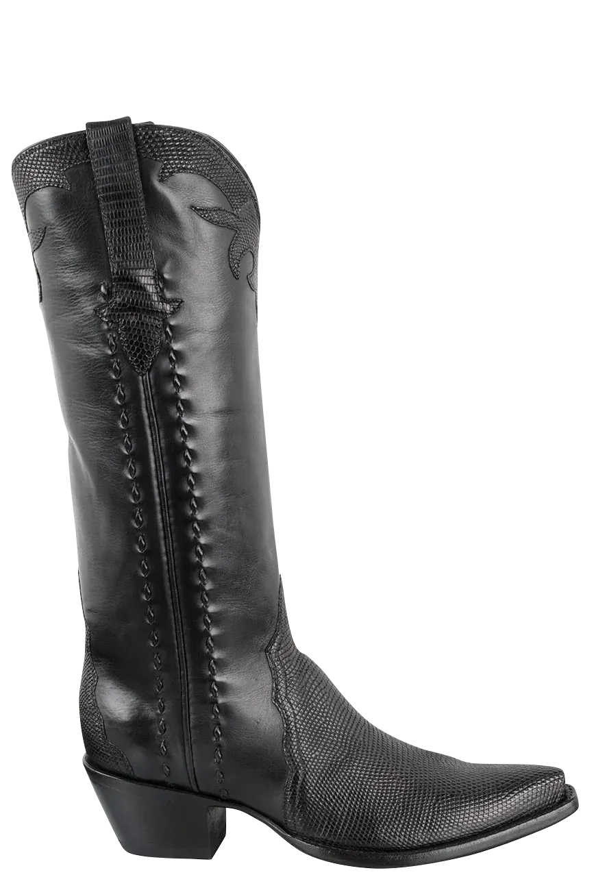 Stallion Lizard Gallegos Cowgirl Boots - Black