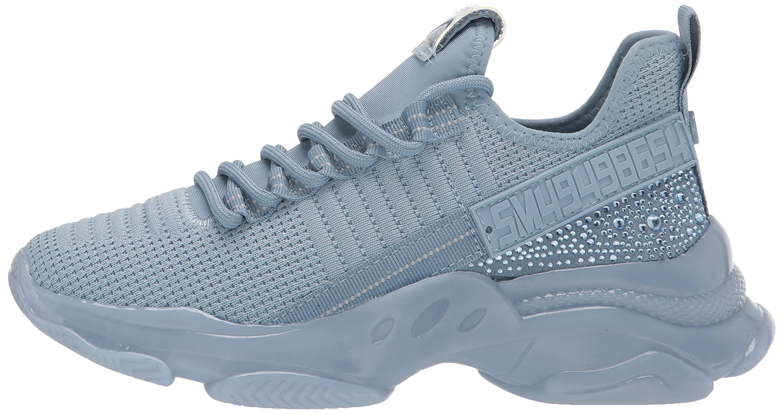 Steve Madden Maxima Baby Blue Multi Fashion Lace Up Boyfriend Rhinestone Sneaker