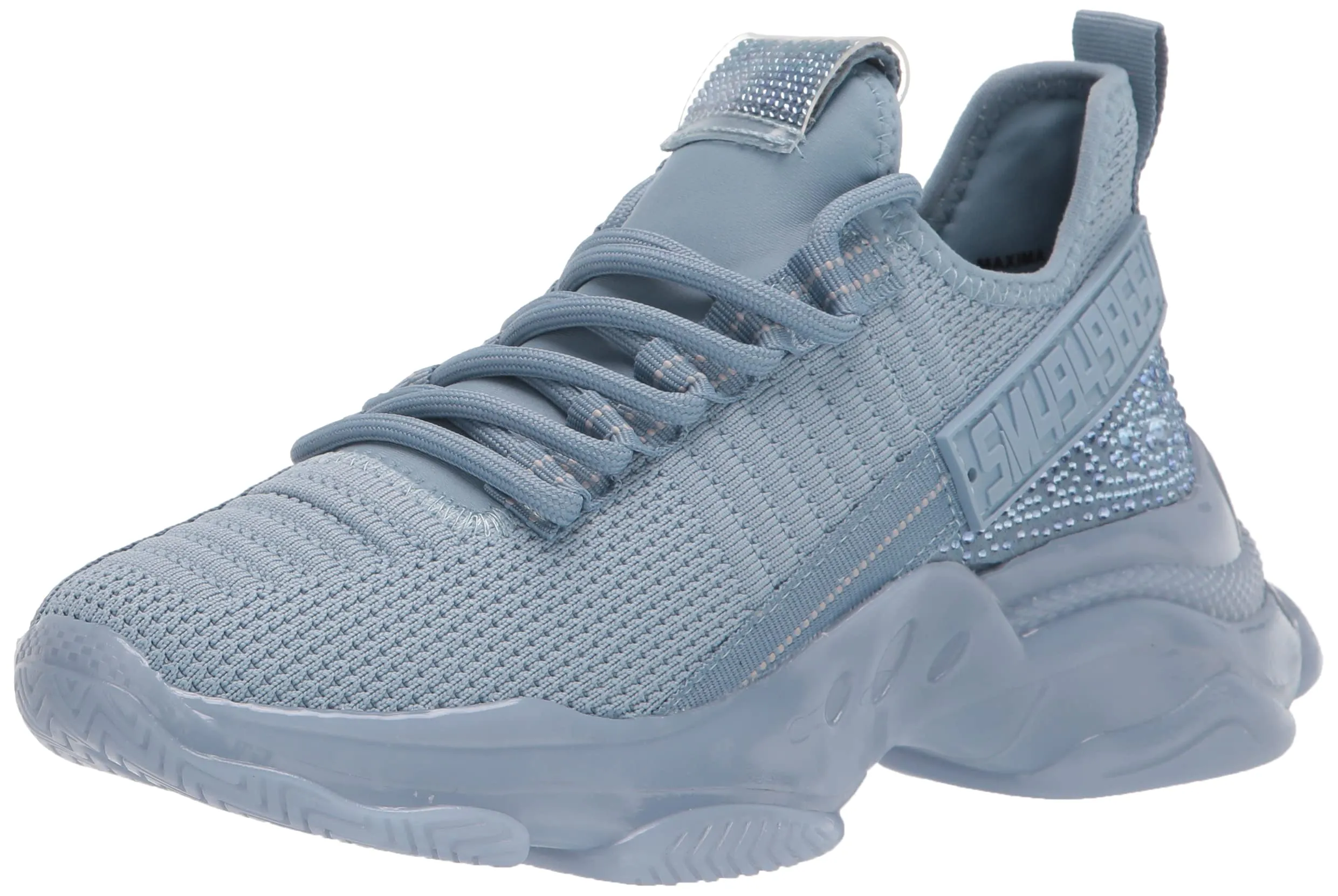 Steve Madden Maxima Baby Blue Multi Fashion Lace Up Boyfriend Rhinestone Sneaker
