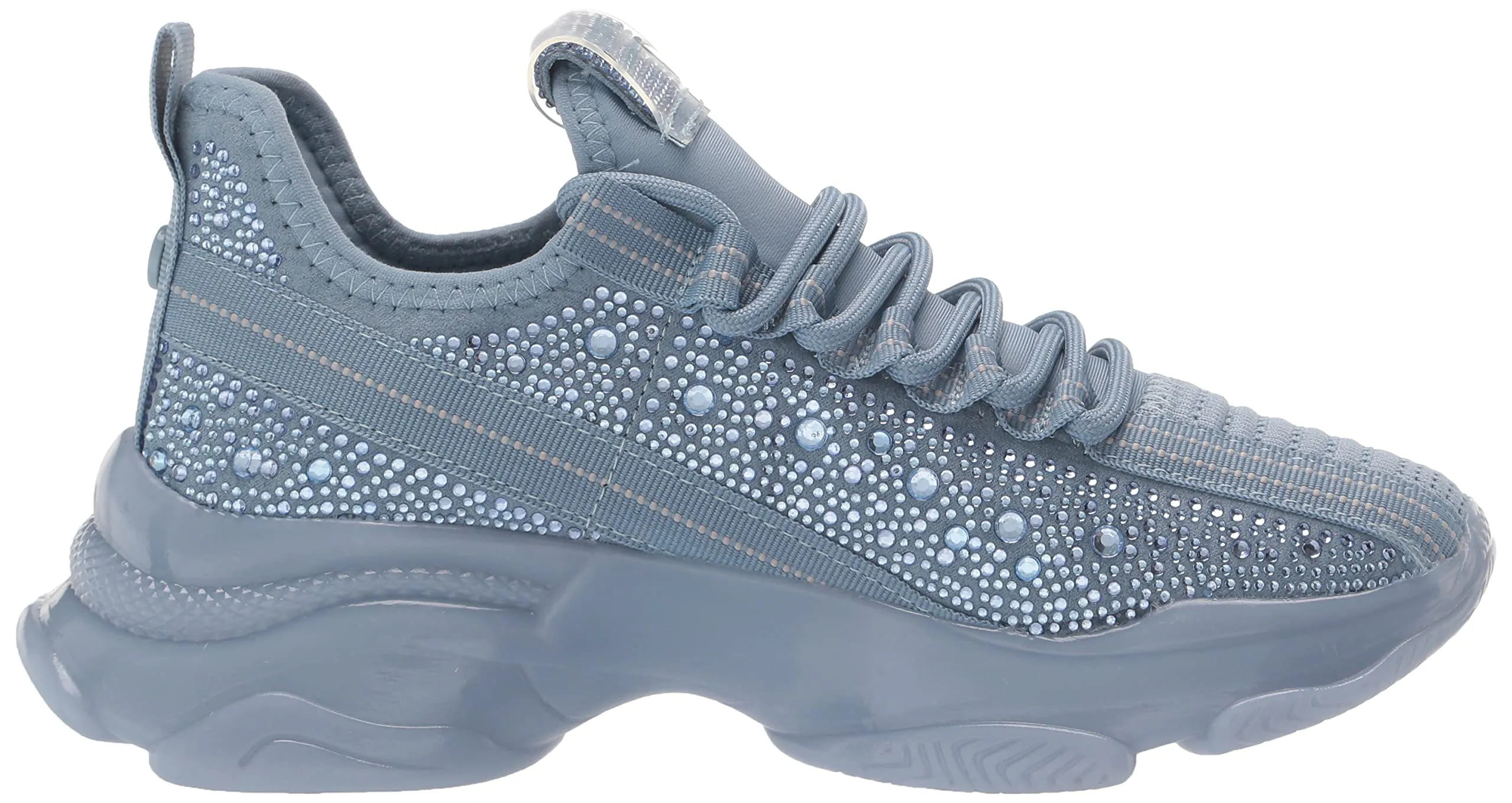 Steve Madden Maxima Baby Blue Multi Fashion Lace Up Boyfriend Rhinestone Sneaker