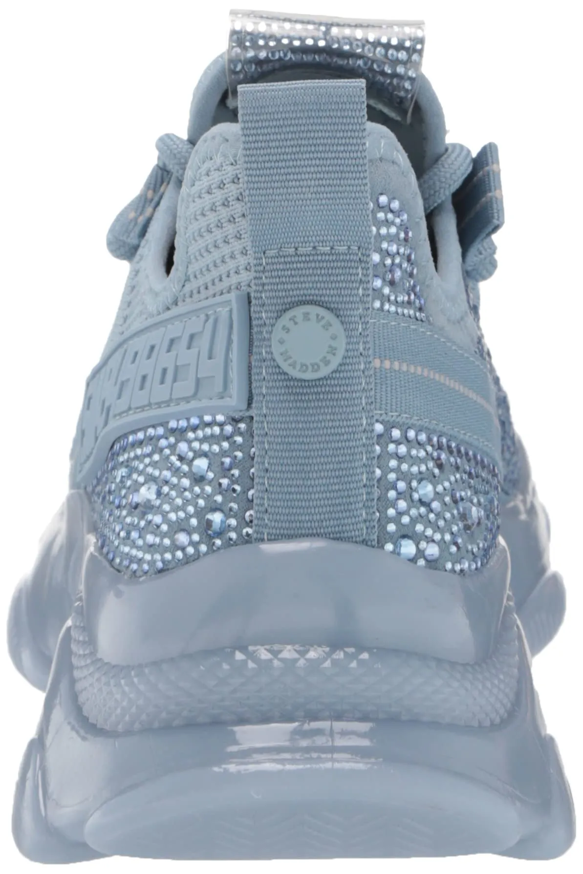 Steve Madden Maxima Baby Blue Multi Fashion Lace Up Boyfriend Rhinestone Sneaker