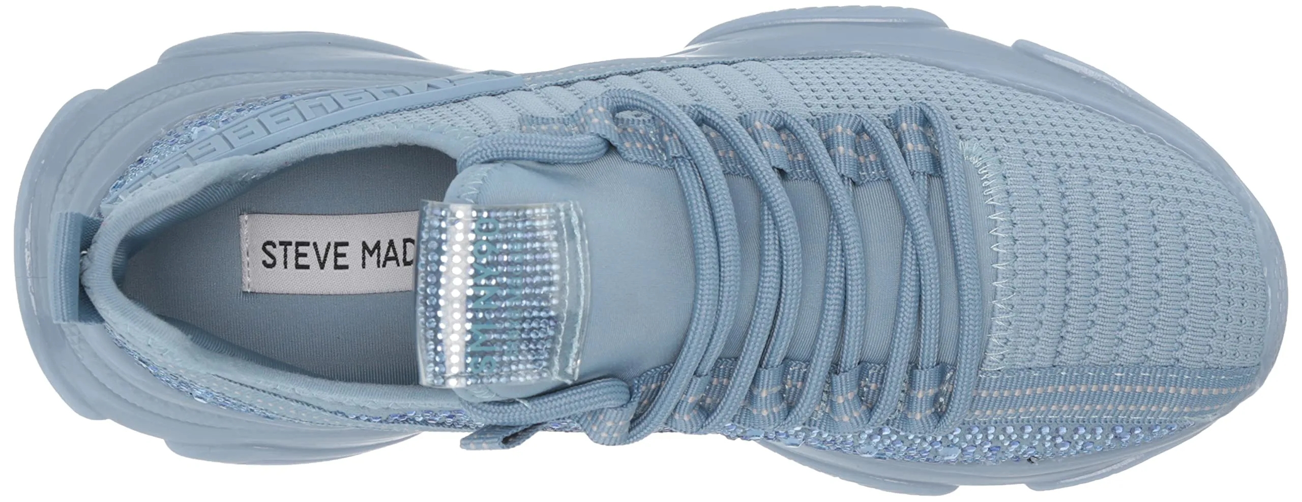 Steve Madden Maxima Baby Blue Multi Fashion Lace Up Boyfriend Rhinestone Sneaker