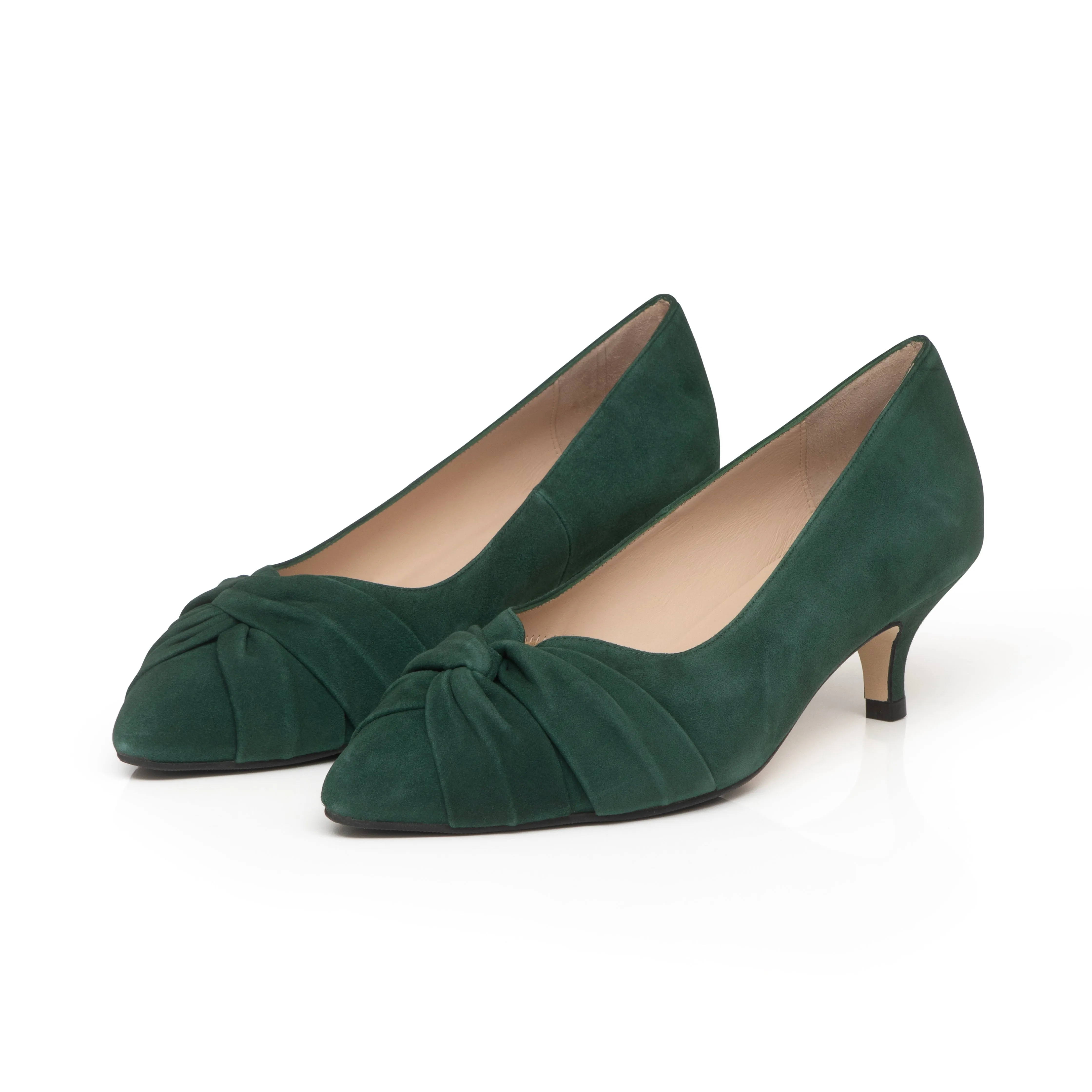 Tandi Extra Wide Width Kitten Heels - Green Suede