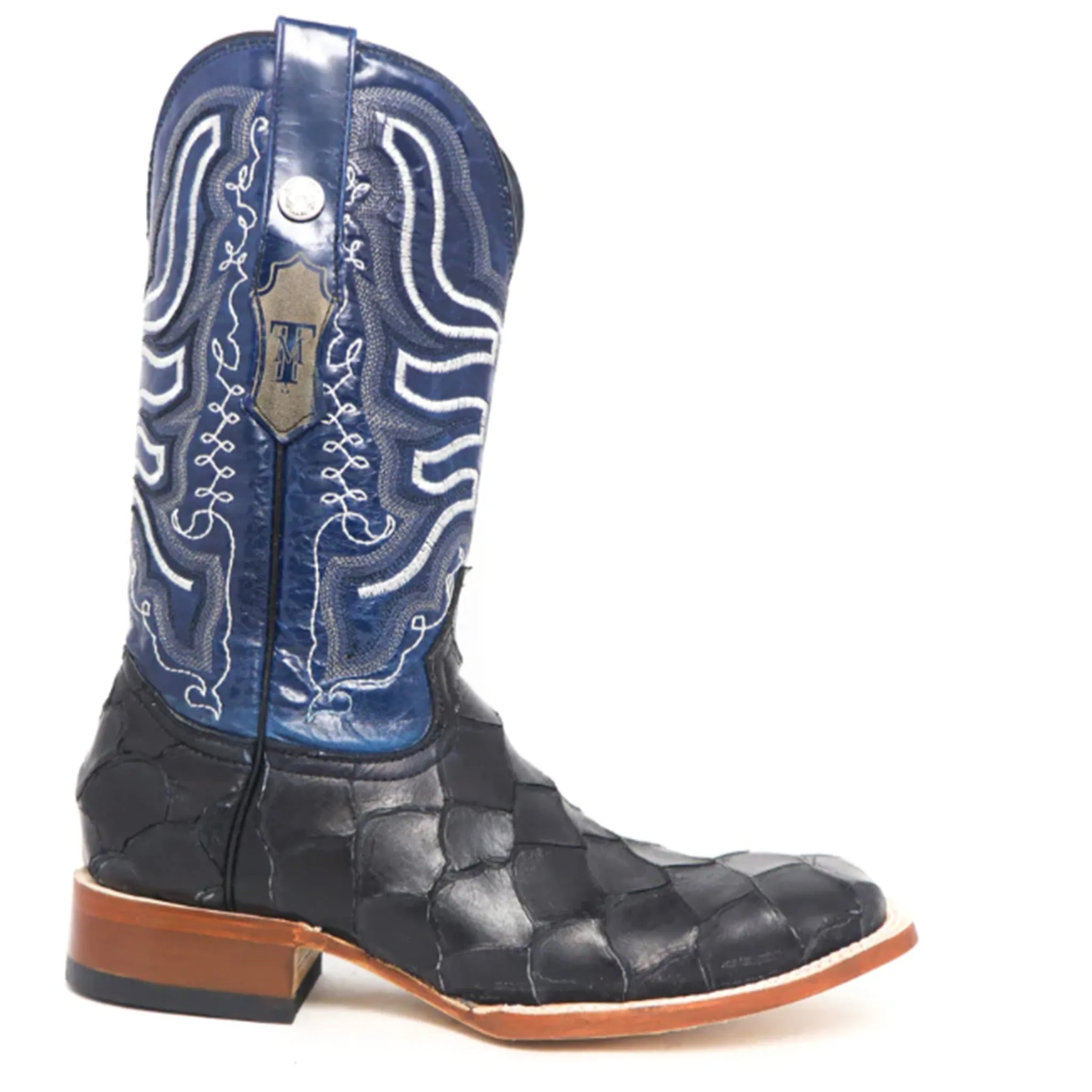 Tanner Mark Men's Black Monster Fish Square Toe