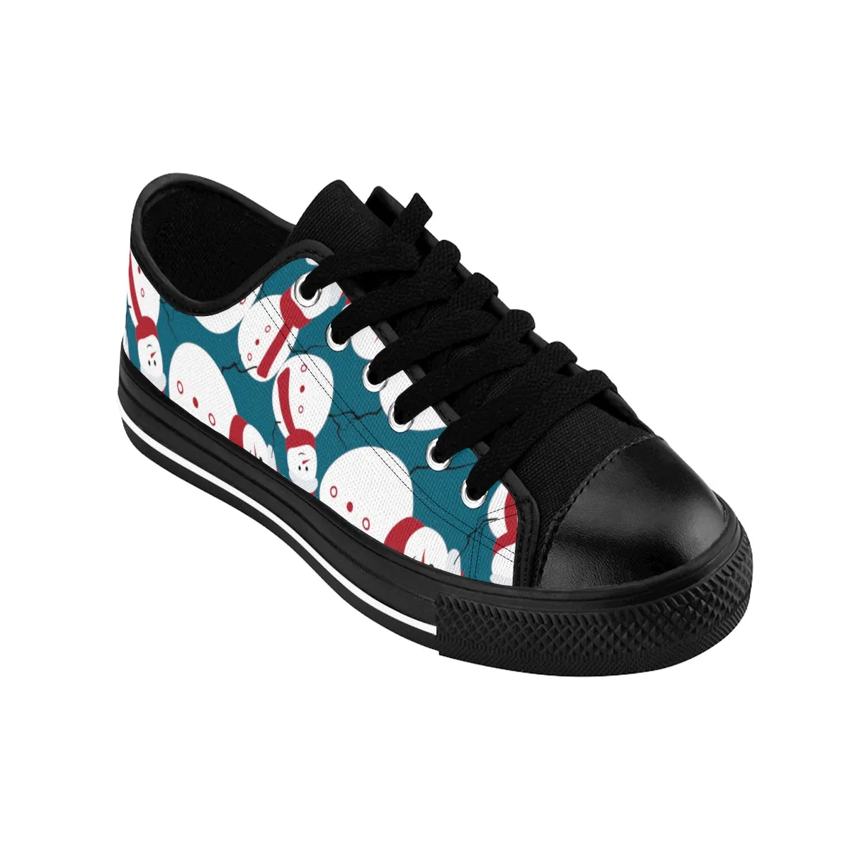 Teal Blue Xmas Men's Sneakers, Red White Snowman Christmas Print Men's Low Top Sneakers (US Size: 6-14)