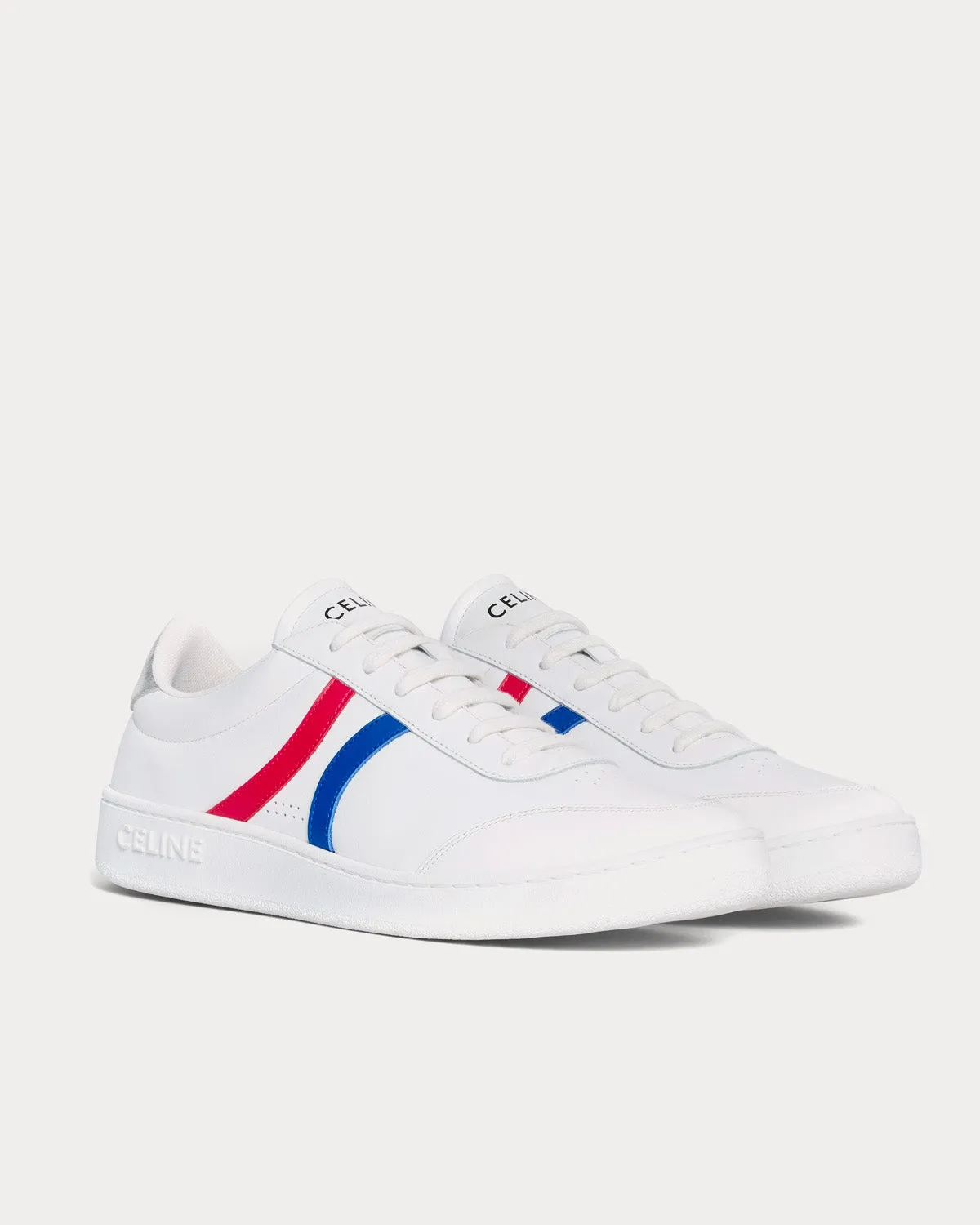 Tennis Calfskin & Laminated Calfskin Optic White / Blue / Red / Silver Low Top Sneakers