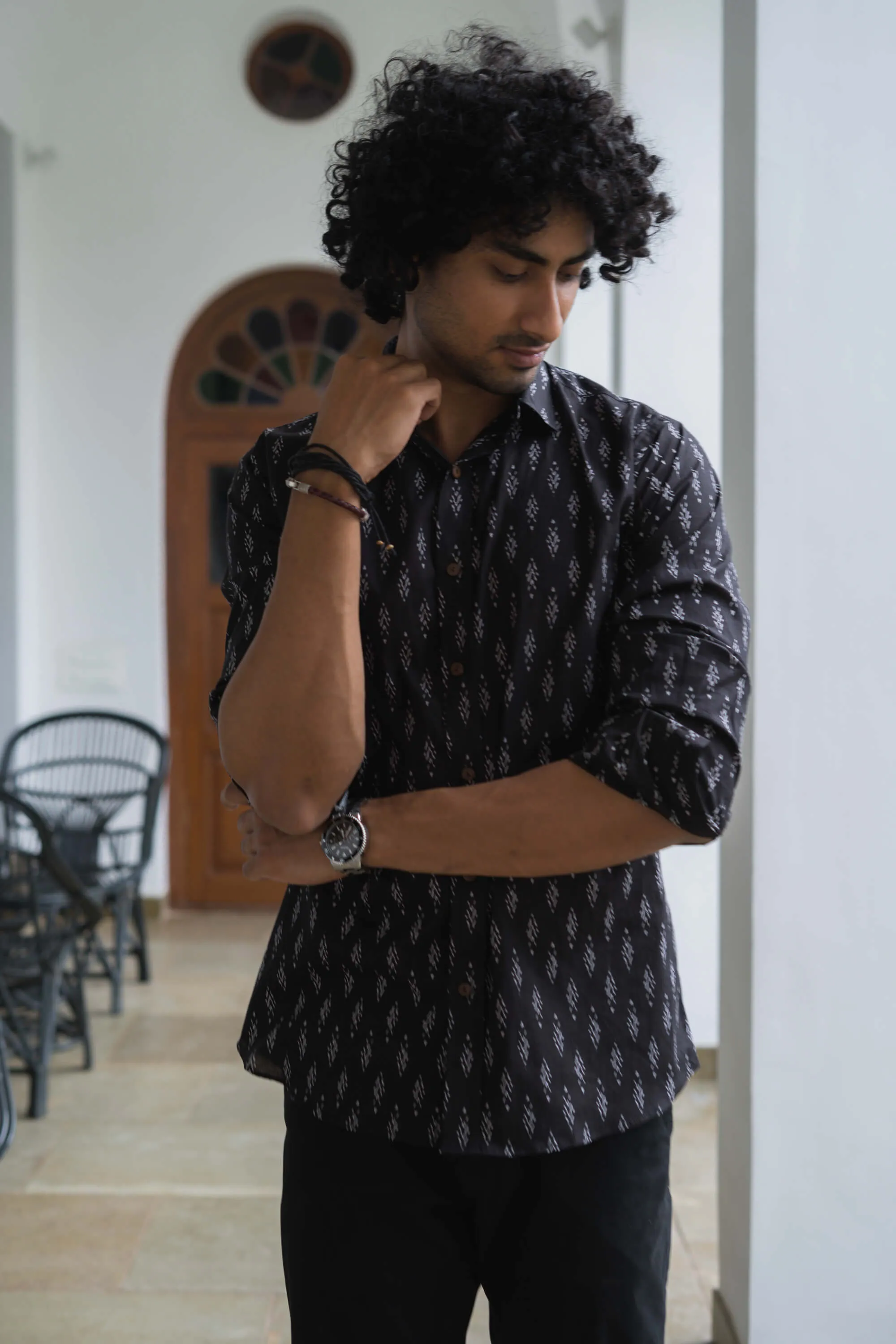 The Black Ikat Look Tribal Print Shirt