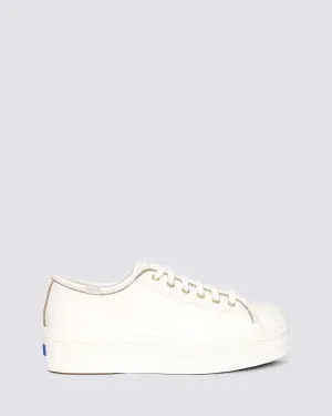 TRIPLE UP PLATFORM SNEAKERS WHITE/GOLD LEATHER