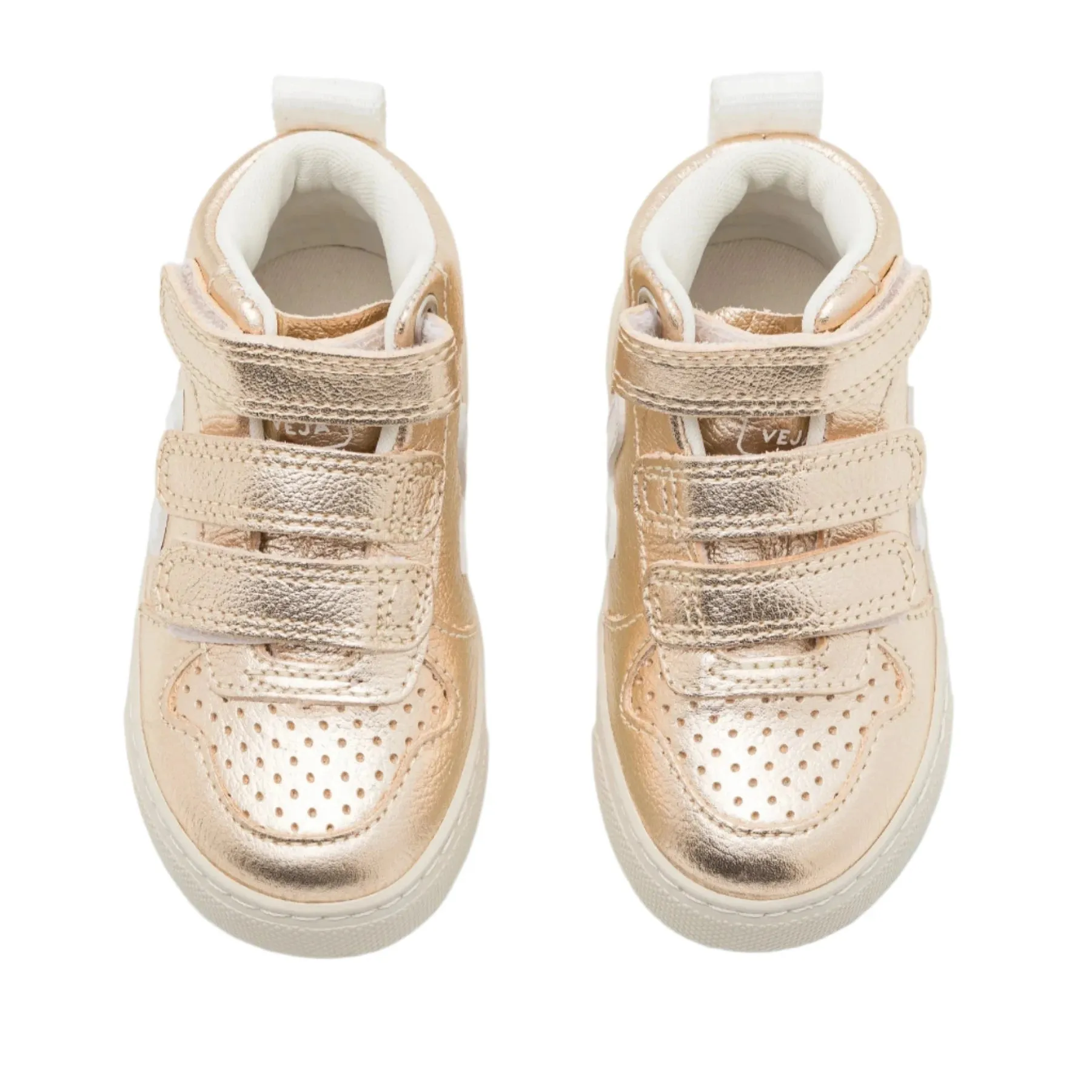 Veja Junior Girl's Platinum & White Leather V-10 Trainers