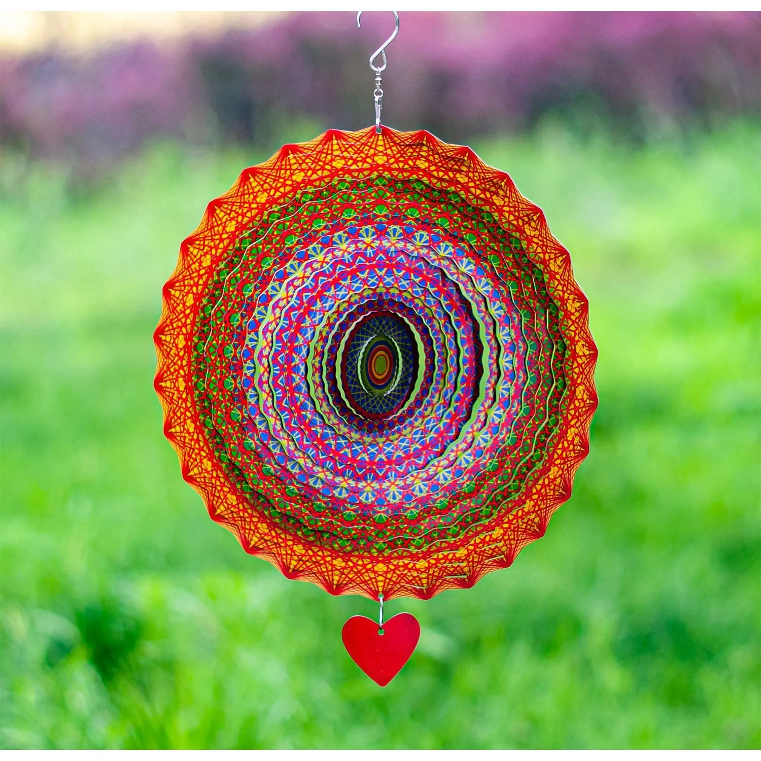 Wind Spinner Mandala Thangka 12 inches  3D Stainless Steel  Laser Cut Metal Art