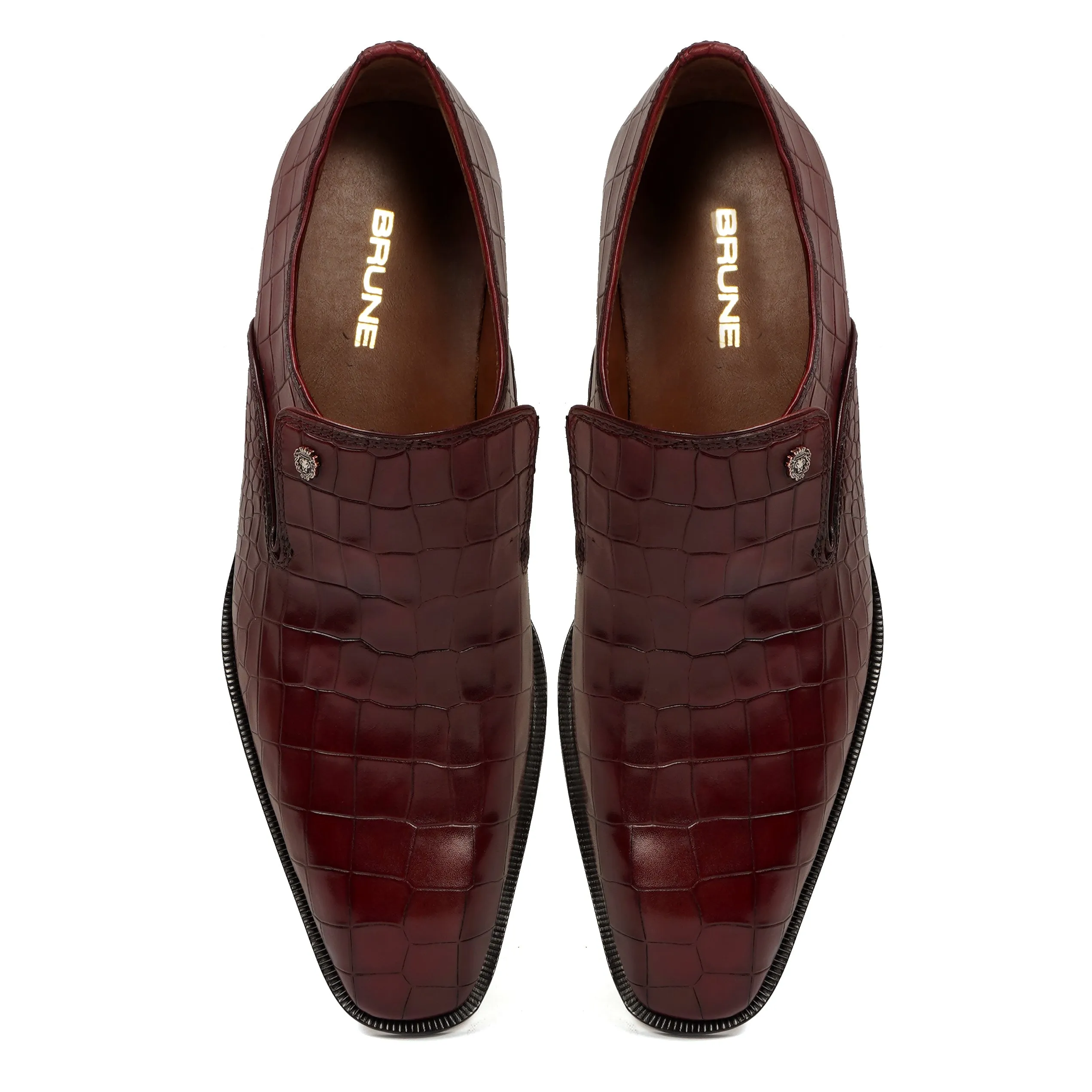 Wine Italian Loafer In Deep Cut Leather