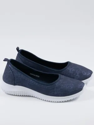 Women's Leopard Printed Slip On Comfy Shoes,Navy
